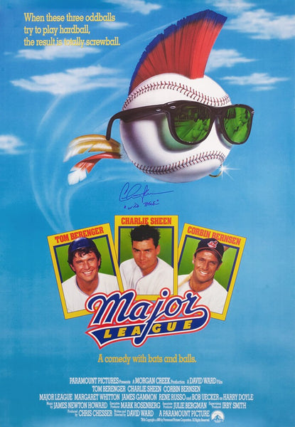 Charlie Sheen Signed Major League 27x40 Movie Poster w/Wild Thing (SCHWARTZ COA)