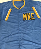 Brewers Outfielder SAL FRELICK Signed Custom Replica MKE Blue Jersey AUTO - BAS