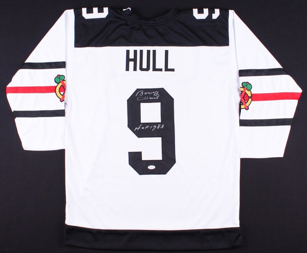 Bobby Hull Signed Chicago Blackhawks Jersey Inscribed "HOF 1983" (JSA COA) L.W.