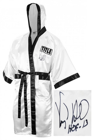 Virgil Hill Signed Title White Full Length Boxing Robe w/HOF'13 - SCHWARTZ COA