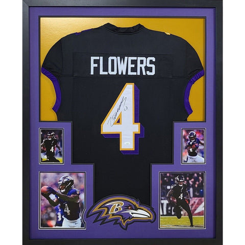 Zay Flowers Autographed Signed Framed Baltimore Ravens Jersey JSA