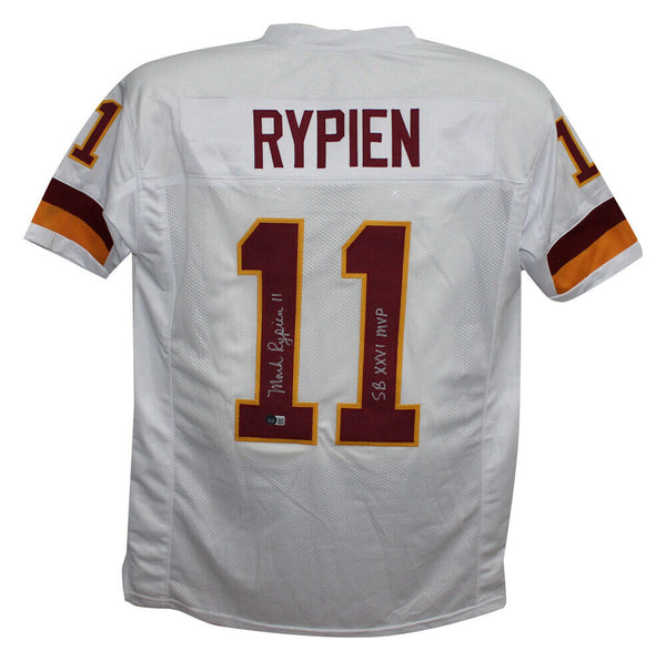 Mark Rypien Autographed/Signed Pro Style White XL Jersey SB MVP Beckett 35528