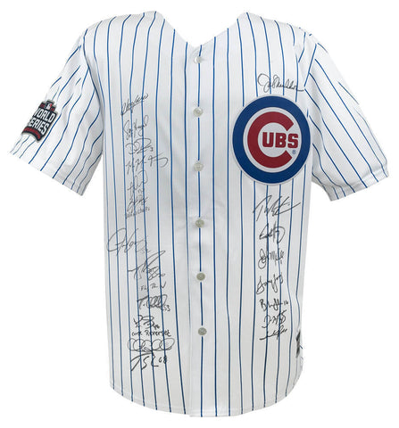 2016 Cubs Team Signed WS Patch Majestic Jersey (20 Sigs)(Marks On Jersey)-SS COA