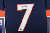 John Elway Autographed Pro Style Sz XL Blue Framed Jersey 35x43 Beckett 57296