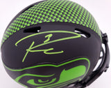 Russell Wilson Signed Eclipse Black Seahawks Speed Mini Helmet In Green RW Holo