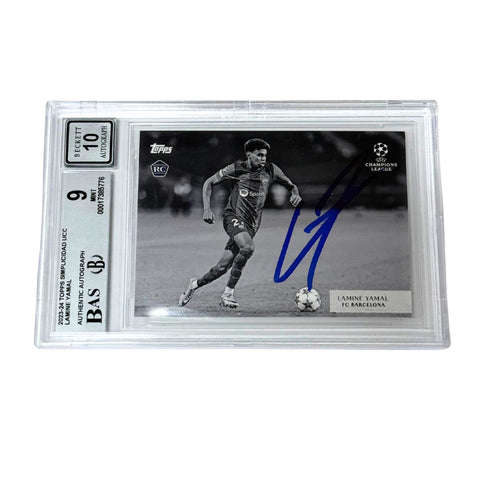 Lamine Yamal Signed 2023-24 Topps UCC Simplicidad Rookie Card - BGS 9 AUTO 10