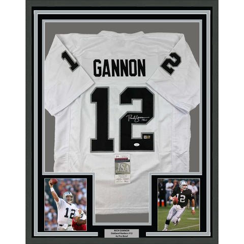 Framed Autographed/Signed Rich Gannon 33x42 Oakland LV White Jersey JSA COA