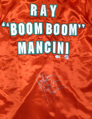 Ray "Boom Boom" Mancini Autographed Red Boxing Robe Beckett BAS QR #BH26859