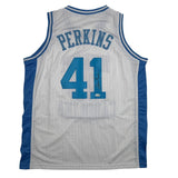 Autographed/Signed Sam Perkins UNC North Carolina White Jersey JSA COA