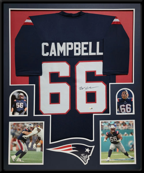 FRAMED NEW ENGLAND PATRIOTS WILL CAMPBELL AUTOGRAPHED SIGNED JERSEY JSA COA
