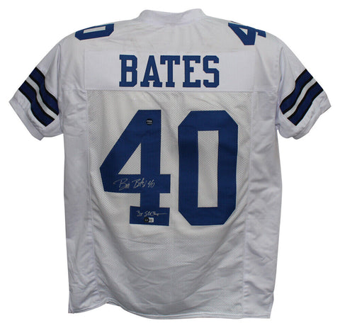 Bill Bates Autographed/Signed Pro Style White XL Jersey 3x Champs Beckett 39295