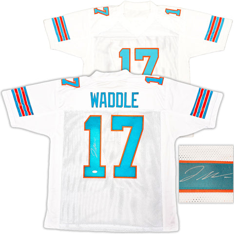 MIAMI DOLPHINS JAYLEN WADDLE AUTOGRAPHED SIGNED WHITE JERSEY JSA STOCK #222823
