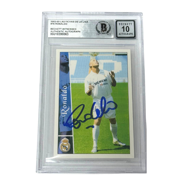 Ronaldo Nazario Signed 2002-03 Las Fichas De La Liga #76 - Beckett Witness