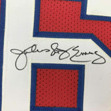 Framed Autographed/Signed Julius Erving 33x42 Philadelphia Red Jersey JSA COA