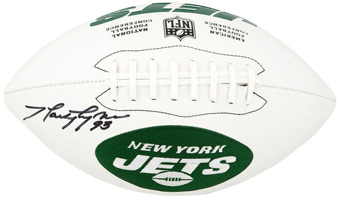 Marty Lyons Signed Wilson New York Jets White Logo Football - (SCHWARTZ COA)