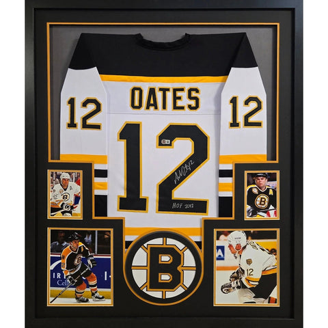 Adam Oates Autographed Signed Framed White Boston Bruins Jersey BECKETT