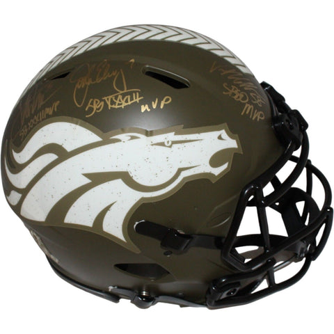 Broncos SB MVP Signed Authentic Salute Helmet Elway Davis Miller BAS 40597