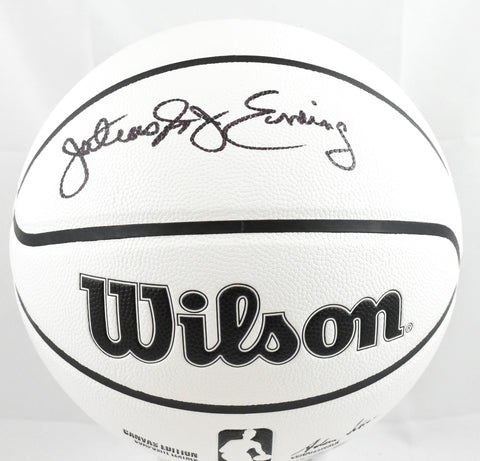 Julius Erving Autographed NBA Wilson Canvas Edition Basketball - Beckett W Holo