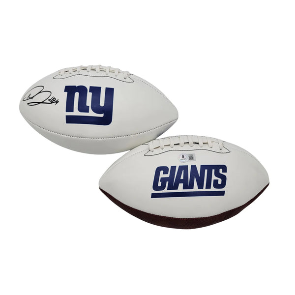 Theo Johnson Autographed New York Giants Logo Football Beckett Witnessed