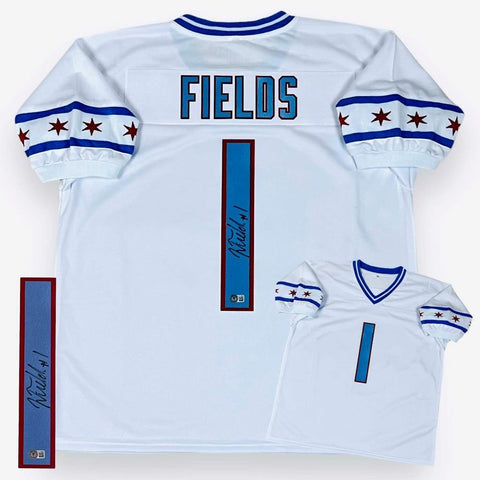 Justin Fields Autographed SIGNED Jersey - City White - Beckett Authenticated