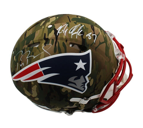 Brady & Gronkowski Signed New England Patriots Speed Authentic Camo NFL Helmet