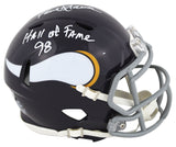 Vikings Paul Krause "Hall Of Fame 98" Signed Speed Mini Helmet BAS Wit #1W026509