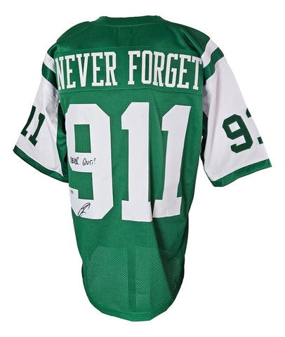 Robert O'Neill Signed Custom Green 911 Football Jersey Never Quit Inscribed PSA