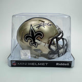 Autographed/Signed Alvin Kamara Saints Mini Helmet Beckett BAS COA