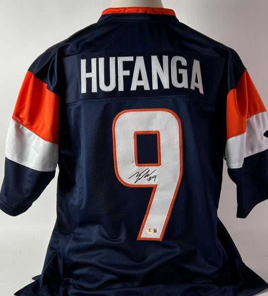 Talanoa Hufanga (Denver Broncos) Autographed Custom Jersey (Navy) Beckett COA