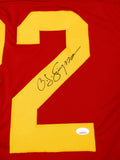 O J Simpson Signed USC Trojans Career Highlight Stat Jersey (JSA COA) Bills R.B