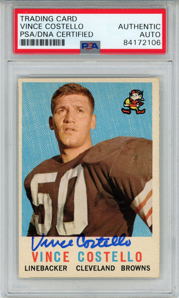 Vince Costello Autographed 1959 Topps #158 Trading Card PSA Slab 43628