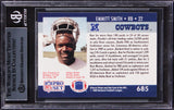 Cowboys Emmitt Smith "HOF 2010" Signed 1990 Pro Set #685 Card Rookie BAS Slabbed
