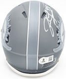 JASON TAYLOR AUTOGRAPHED DOLPHINS SLATE SILVER MINI HELMET BECKETT 228818