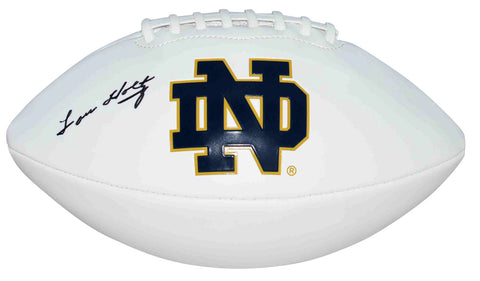 LOU HOLTZ AUTOGRAPHED SIGNED NOTRE DAME IRISH WHITE LOGO FOOTBALL BECKETT