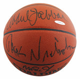 Jack Nicholson, Kareem Abdul-Jabbar & Magic Johnson Signed Basketball BAS LOA