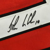 Framed Autographed/Signed John LeClair 33x42 Orange Jersey Leaf Authentics COA