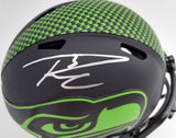 Russell Wilson Signed Eclipse Black Seahawks Speed Mini Helmet In Silver RW Holo