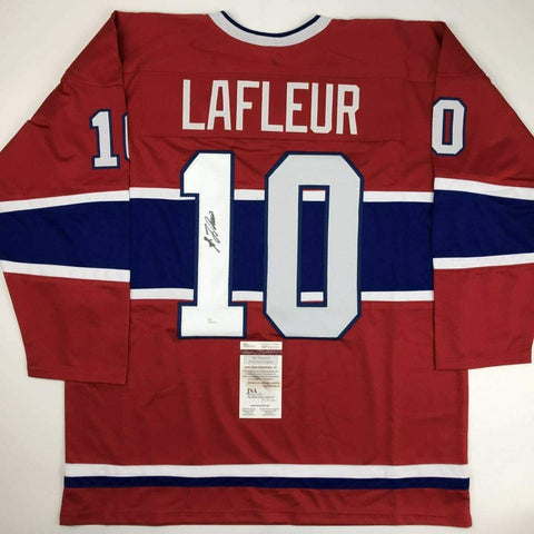 Autographed/Signed Guy LaFleur Montreal Red Hockey Jersey JSA COA Auto
