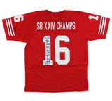 Super Bowl XXIV Champs Signed San Francisco Custom Red Jersey with 10 Signatures