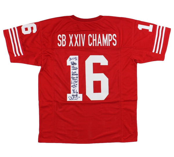 Super Bowl XXIV Champs Signed San Francisco Custom Red Jersey with 10 Signatures