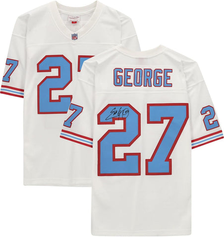 Eddie George Houston Oilers Signed Mitchell & Ness White Replica Jersey