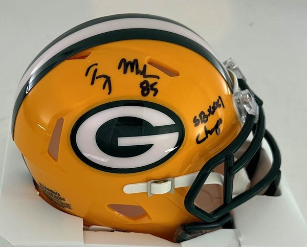 Packers TERRY MICKENS Signed Riddell Speed Mini Helmet AUTO w/ SB XXXI - BAS