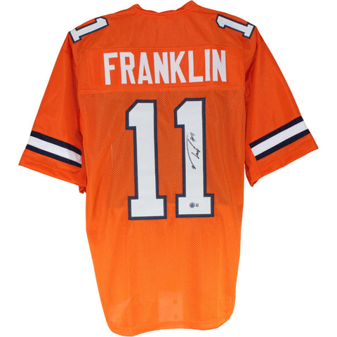 Troy Franklin Autographed/Signed Pro Style XL Orange Jersey Beckett 53870