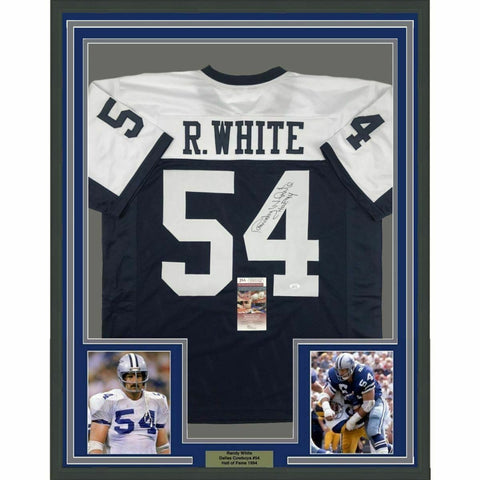 FRAMED Autographed/Signed RANDY WHITE HOF 94 Dallas TG Day Jersey JSA COA Auto
