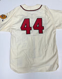 HANK AARON Signed Official 1957 Mitchell & Ness Jersey w/ "HOF 82" AUTO - JSA