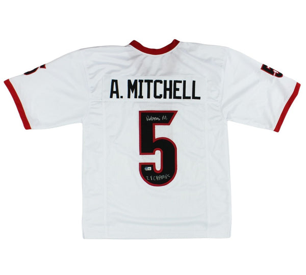 Adonai Mitchell Signed Georgia Custom White Jersey with "21 Champs" Inscription