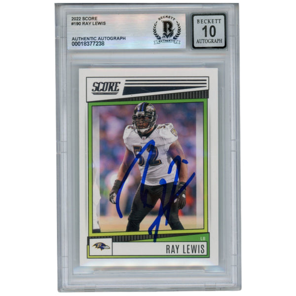 Ray Lewis Autographed/Signed 2022 Score #190 Trading Card Beckett 52908