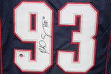 Richard Seymour Autographed/Signed Pro Style Blue XL Jersey HOF Beckett 39328