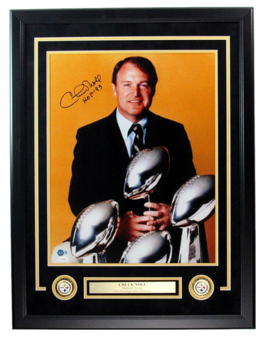 Chuck Noll HOF Autographed/Inscribed 16x20 Photo Steelers Framed Beckett 183614