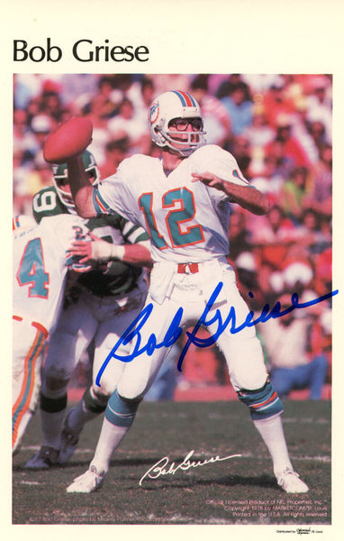Bob Griese Signed Miami Dolphins Mini Poster 23/50 Beckett 46116
